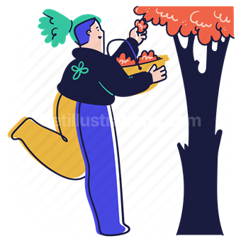 plant, tree, woman, flower, leaves, leaf